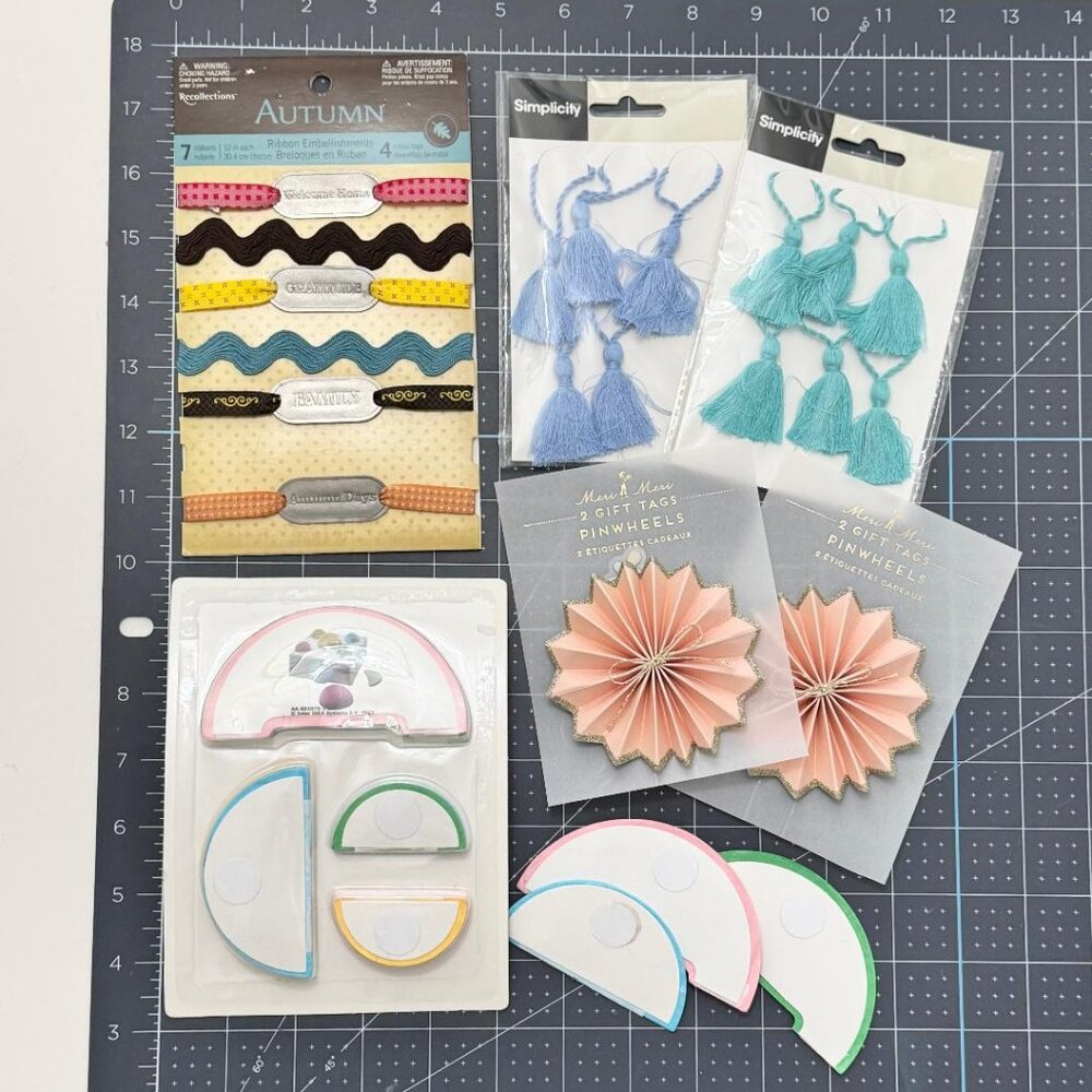 New Ribbon Embellishments, Pinwheel Tags, Tassels, 3D Sphere Gift Embellishment